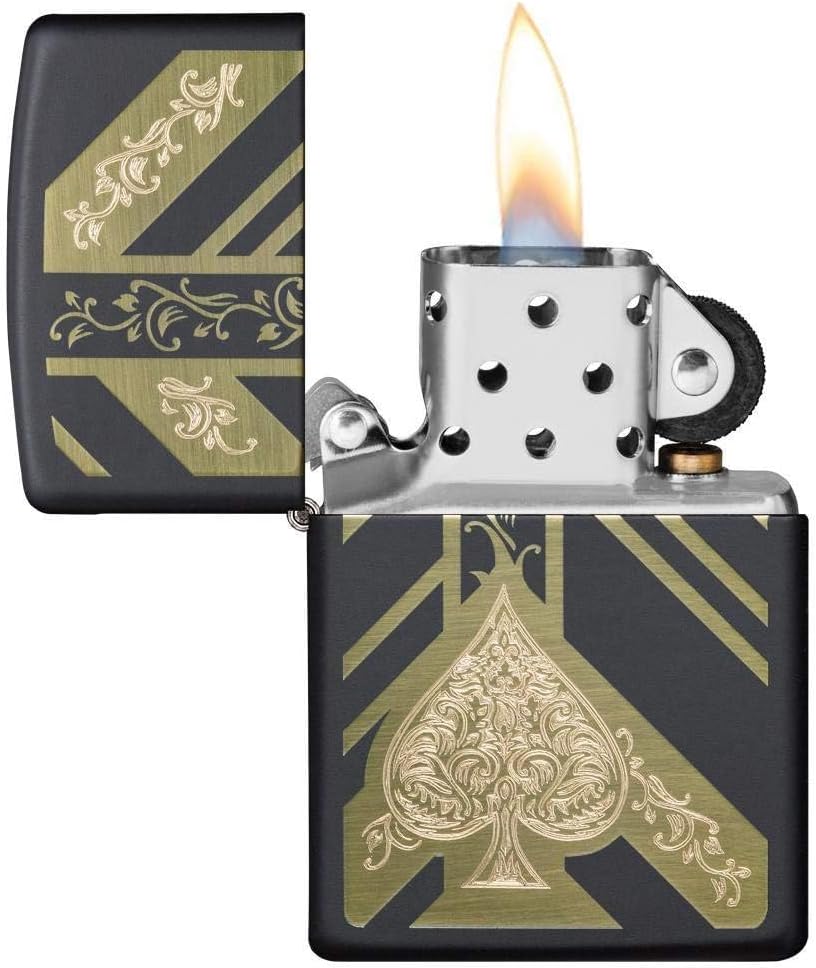 Personalized Zippo Ace of Spades Classic Oil Windproof Lighter Free Engraving - Christmas, Halloween & Valentines Day Gift (Black MATT)