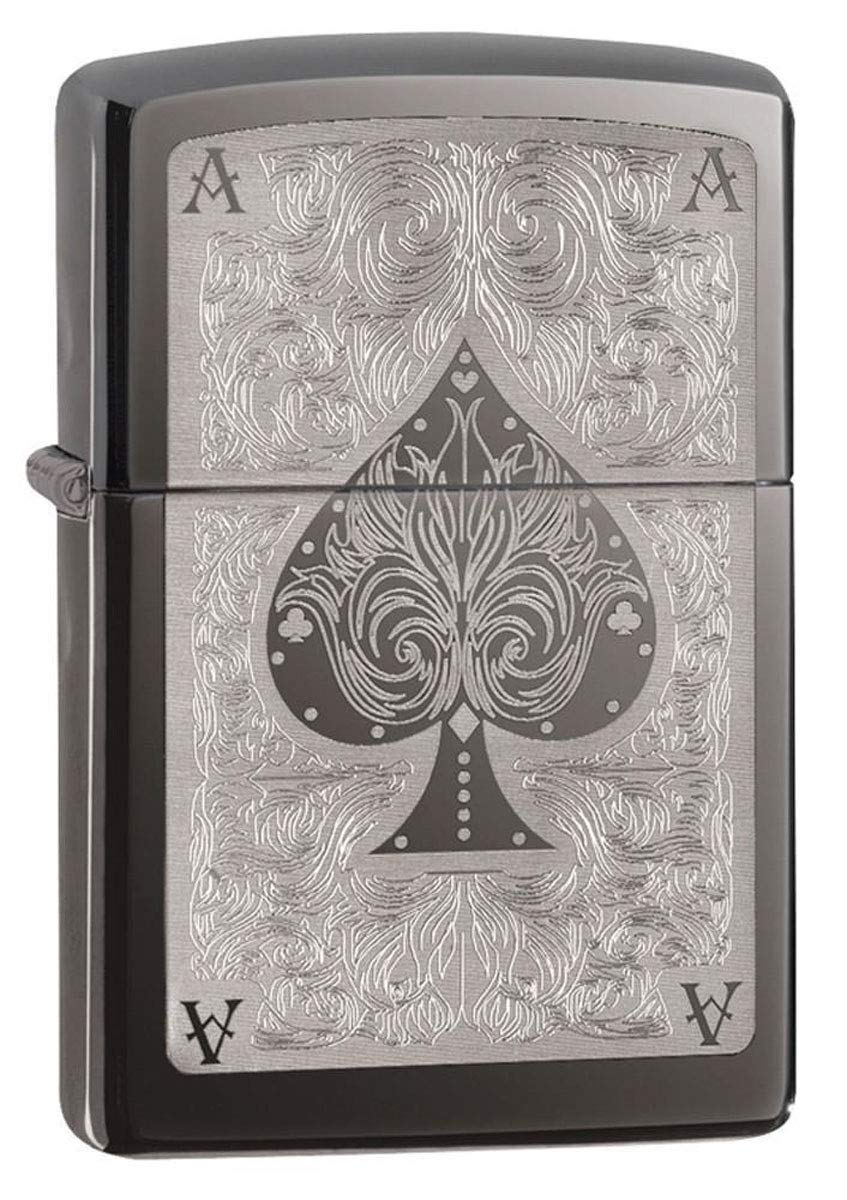 Personalized Zippo Ace of Spades Classic Oil Windproof Lighter Free Engraving - Christmas, Halloween & Valentines Day Gift (Black MATT)