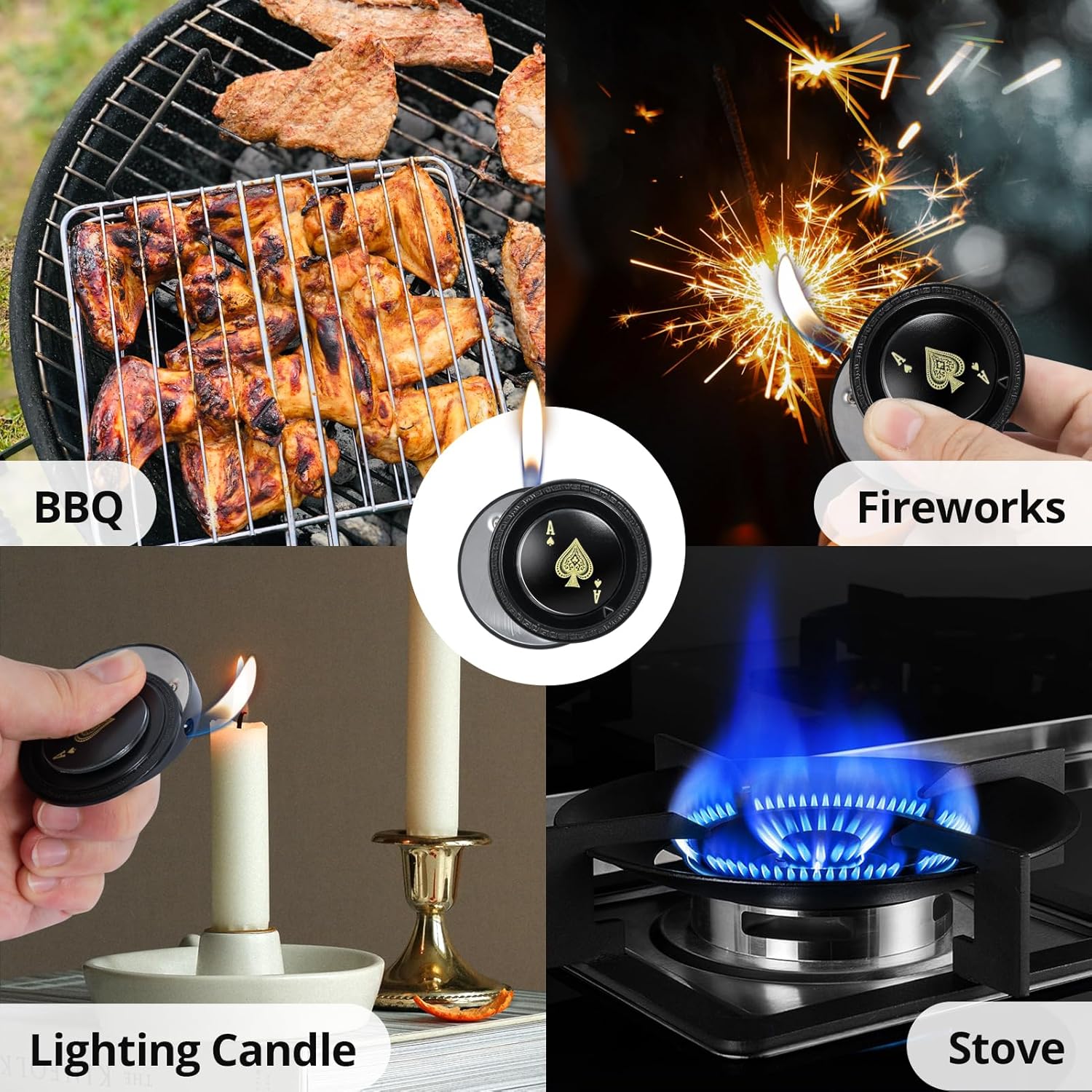 CHOICEDC Cool Lighter for Men, Refillable Butane Lighter, Ace of Spades Cute Lighters, Funny Soft Flame Lighters with Ace Design,Unique Gifts for Men/Women (No Gas)